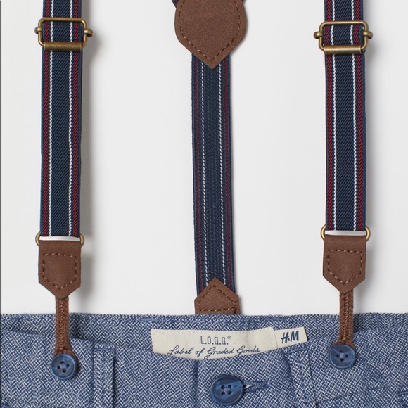 ❌SOLD❌ H&M Little boys straight leg chinos with suspenders - Picture 1 of 10